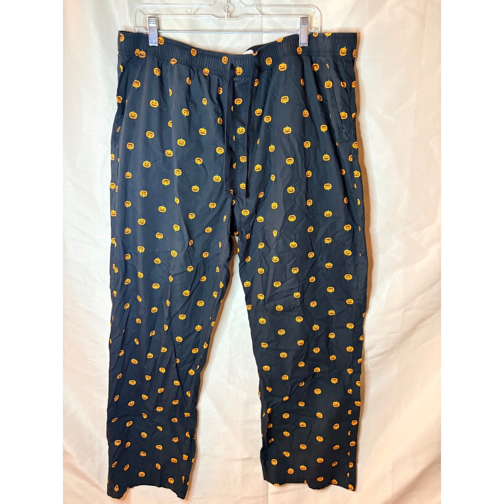 Old Navy Mens Pajama Pants XL Black Orange Halloween Pumpkin Cotton Sleepwear